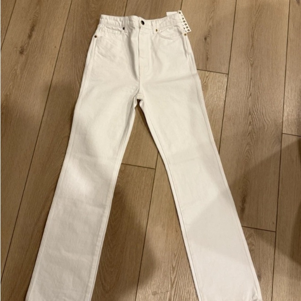 Elongating and Iconic White Danielle Jeans by Khaite